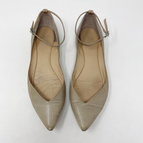 Belle by Sigerson Morrison Size 7.5 Cream Sable Flats Ankle Strap Pointed Toe - Picture 5 of 15